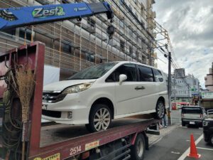 熊本県熊本市にあるコインパーキングでの放置車両の撤去